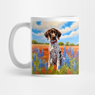 German Shorthaired Pointer Puppy in Texas Wildflower Field Mug